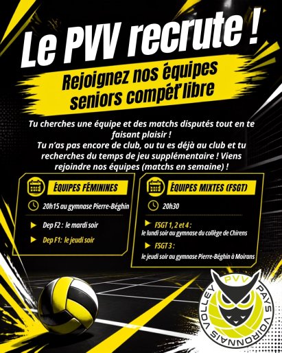 Rejoignez nos équipes seniors compét’libre du PVV